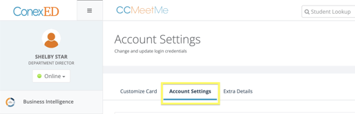 Account Settings tab