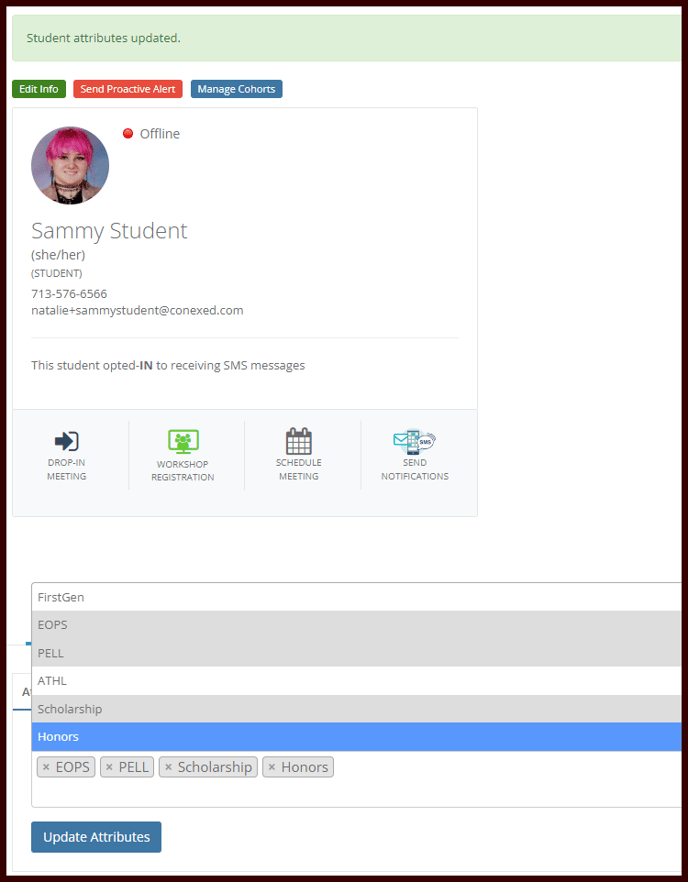 Attach an attribute to an individual student record