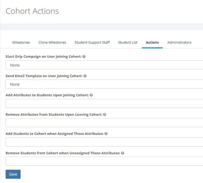 Cohort Actions Screenshot