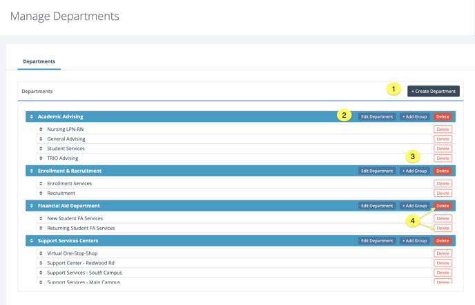 ConexED Admin Manage Departments