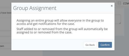 Group Assignment Popup (Case Details)