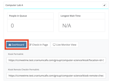 Kiosk Location Nav options Dashboard Button