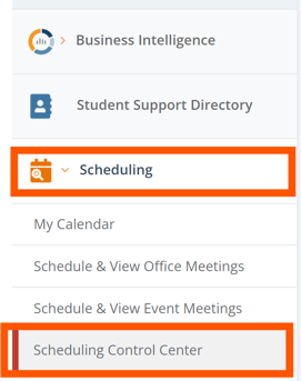 Navigating to Scheduling Control Center