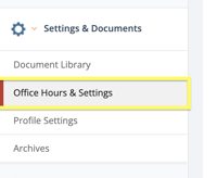 Office Hours & Setting tab