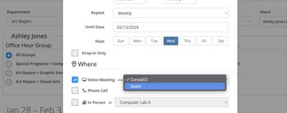 Online Meeting Dropdown