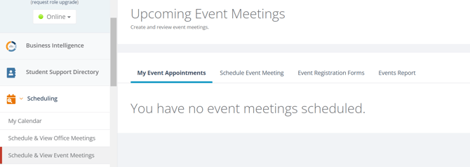 Schedule and View Events menu screenshot