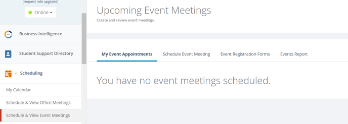 Schedule and View Events menu screenshot