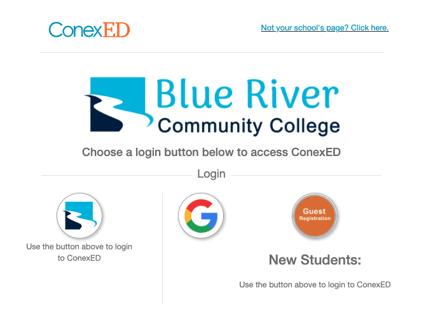 Blue River Community College ConexED Login Page