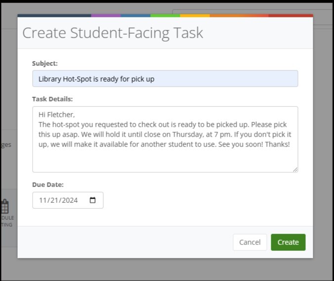 Student Task screenshot