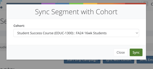Sync Audience Segment with a Cohort