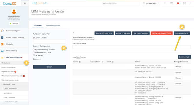 Trigger cases from a cohort