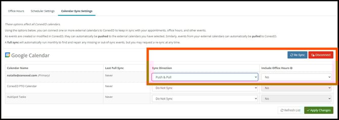 calendar sync updated screenshot