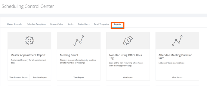 Reports in Scheduling Control Center