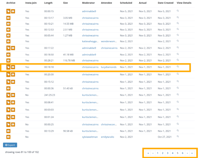 meeting archive screenshot